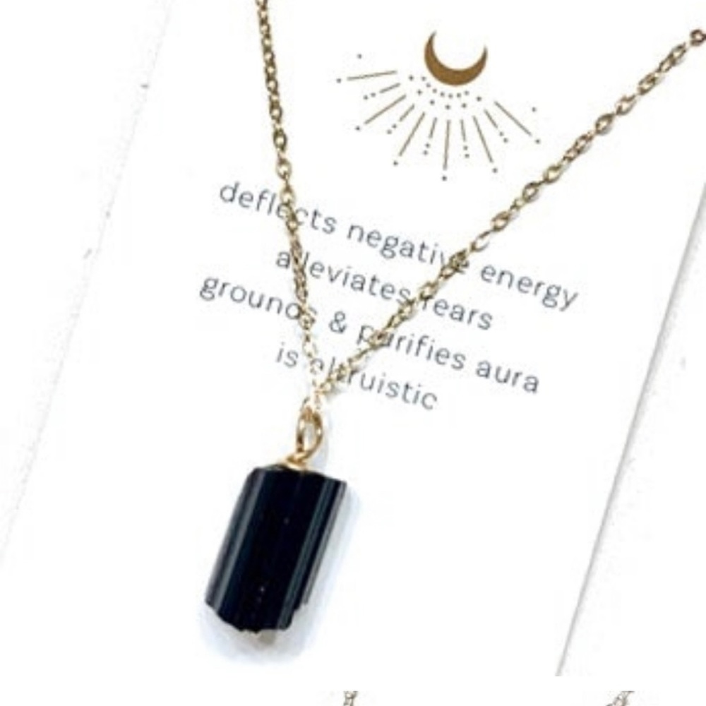 Rough Black Tourmaline Negative Energy Blocking Necklace